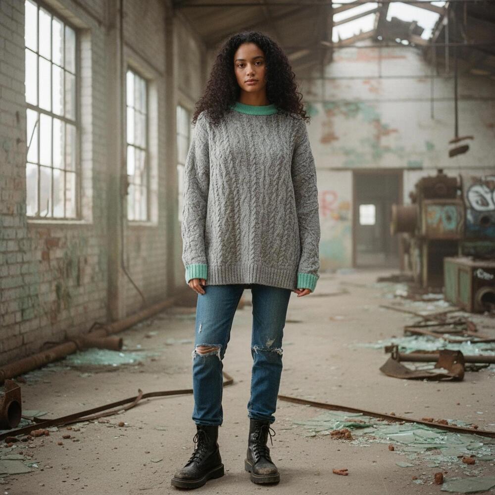 Free People Olympia Womens Gray Teal Oversized Pull On Tunic Sweater - M